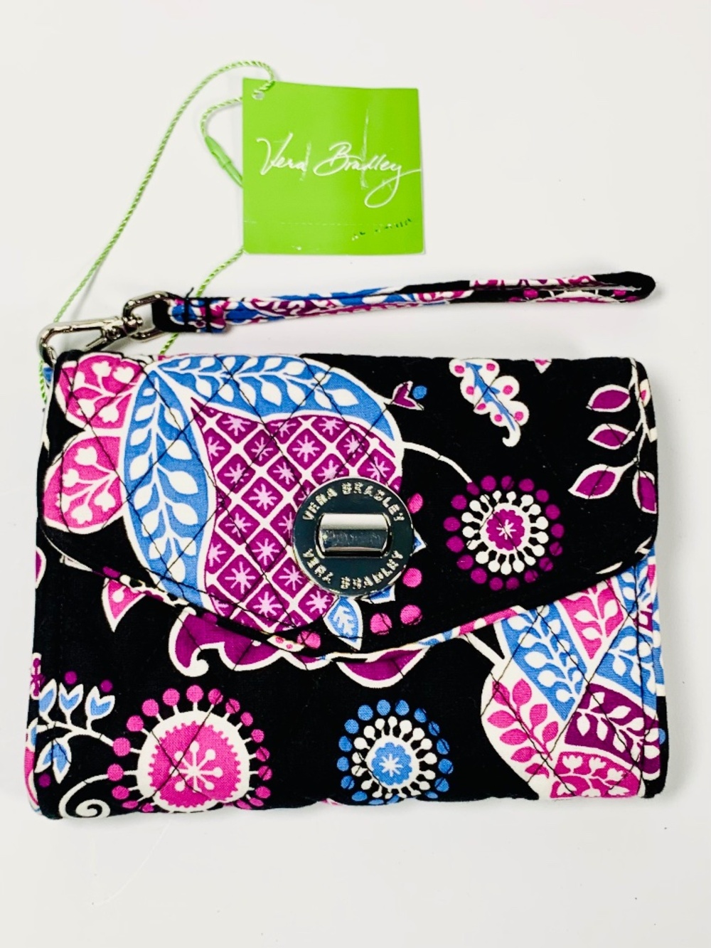 Retired Vera Bradley wallet wristlet Alpine Floral paisley quilted pink blue